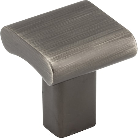 Elements 1" Overall Length Brushed Pewter Square Park Cabinet Knob 183BNBDL